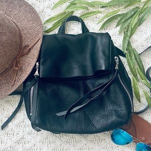 Aimee Kestenberg Bali Black Pebbled Leather Double Entry Backpack